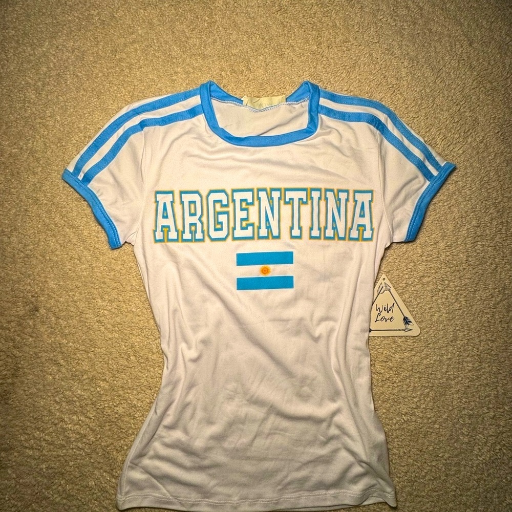Argentina White and Blue Women's Short Sleeve Tee